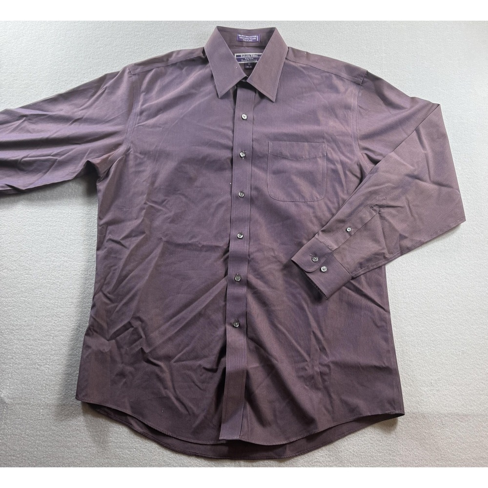 Roberto Villini Dress Shirt Mens 16 34/35 Purple Pinstripe Non Iron Long Sleeve
